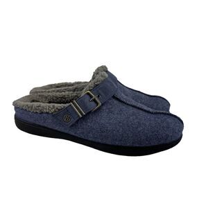 Bezees By Lifestride Eternity Mule Slip On Clog Blue Fleece Fabric Womens 8.5